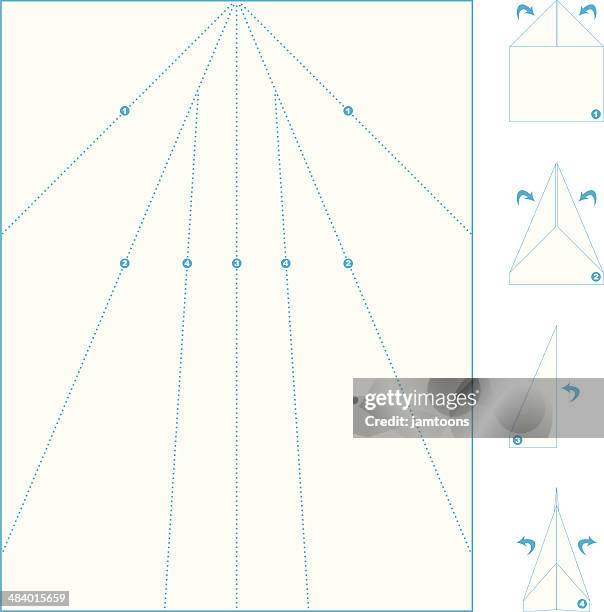 paper airplane folding instructions - paper aeroplane stock illustrations