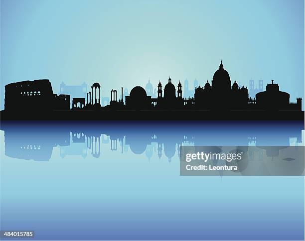 rome (complete, moveable, detailed buildings) - rome italy skyline stock illustrations