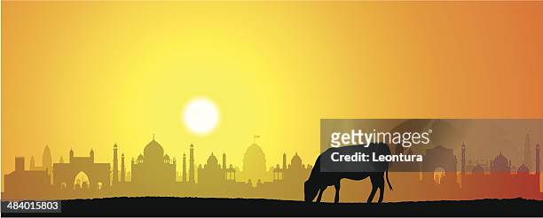 india and cow - india cityscape stock illustrations