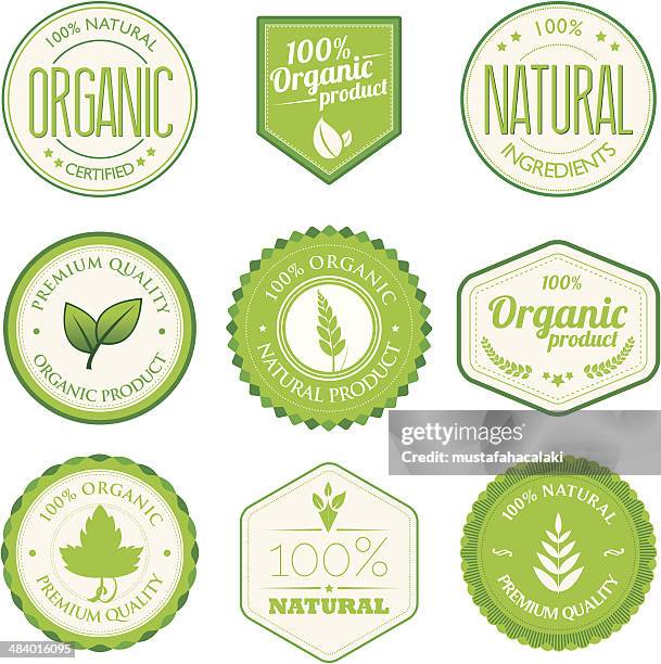 organic product badges - seal stamp stock illustrations