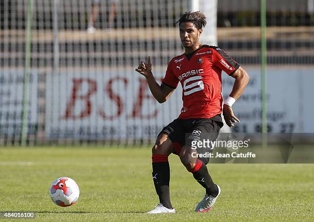 Pedro Mendes of Rennes in action during the friendly match between Stade Rennais and Stade Brestois at Stade Fred-Aubert on July 11, 2015 in Saint...