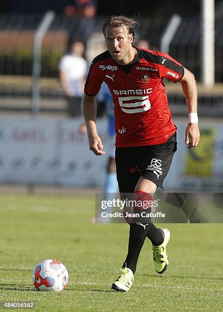 Ola Toivonen of Rennes in action during the friendly match between Stade Rennais and Stade Brestois at Stade Fred-Aubert on July 11, 2015 in Saint...