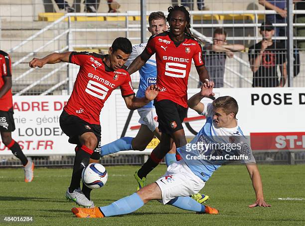 Benjamin Andre of Rennes in action during the friendly match between Stade Rennais and Stade Brestois at Stade Fred-Aubert on July 11, 2015 in Saint...