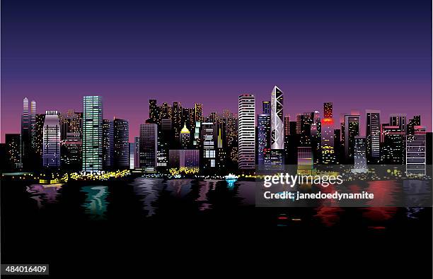 stockillustraties, clipart, cartoons en iconen met city skyline at night - the millennium