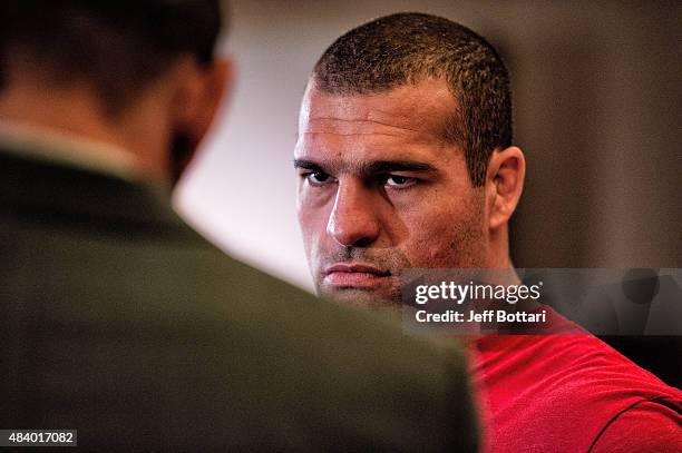 Mauricio 'Shogun' Rua faces off with opponent Antonio Rogerio Nogueira for the media during the UFC 190 Ultimate Media Day at the Sheraton Rio Hotel...