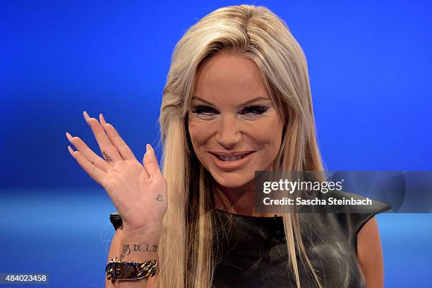 Gina-Lisa Lohfink attends the first live show of Promi Big Brother 2015 at MMC studios on August 14, 2015 in Cologne, Germany.