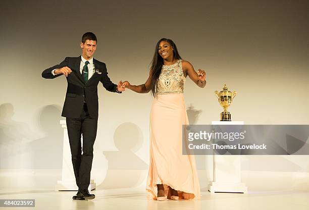 Serbia Novak Djokovic dancing with USA Serena Williams at the Champions dinner at Guildhall. London, England 7/13/2015 CREDIT: Thomas Lovelock