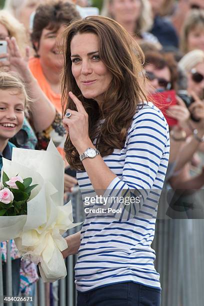Catherine, Duchess of Cambridge meets members of the public at Auckland Harbour on April 11, 2014 in Auckland, New Zealand. The Duke and Duchess of...