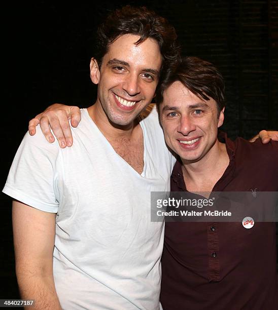 Nick Cordero and Zach Braff during the Broadway Opening Night Performance AEA Gypsy Robe Ceremony honoring Kevin Ligon for ''Bullets Over Broadway'...