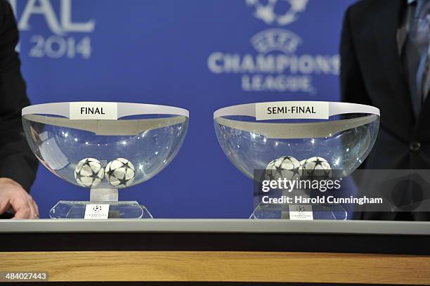General view during the UEFA Champions League 2013/14 season semi-finals draw at the UEFA headquarters, The House of European Football, on April 11,...