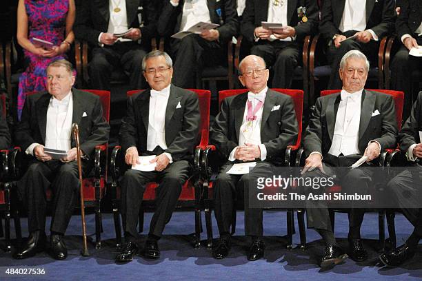 Nobel Prize in Chemistry laureates Eiichi Negishi and Akira Suzuki attend the Nobel Prize Award Ceremony at the Concert Hall on December 10, 2010 in...