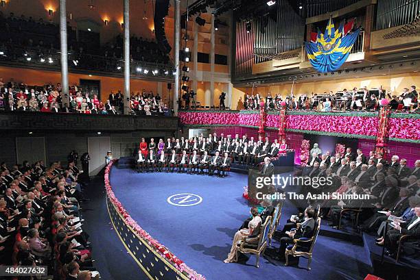 General view during the Nobel Prize Award Ceremony at the Concert Hall on December 10, 2010 in Stockholm, Sweden.