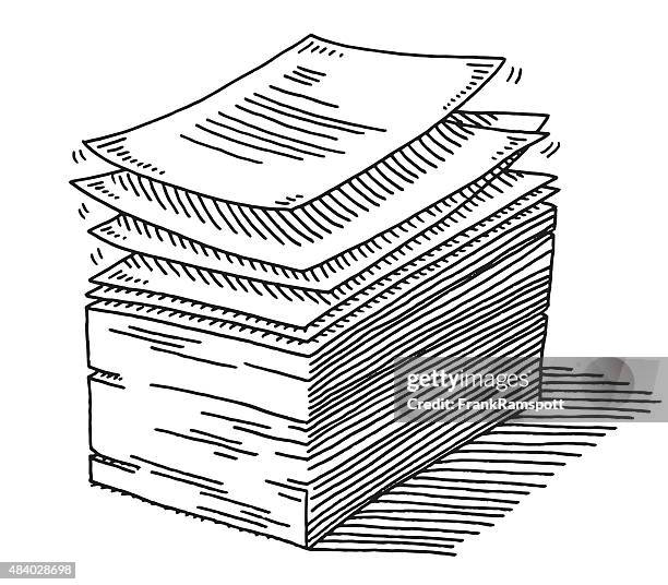 stack of paper documents drawing - document stack stock illustrations