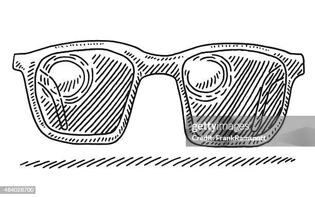 sun reflection summer sunglasses drawing - round eyeglasses clip art stock illustrations
