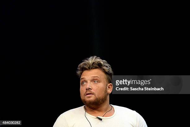 Menowin Froehlich attends the first live show of Promi Big Brother 2015 at MMC studios on August 14, 2015 in Cologne, Germany.