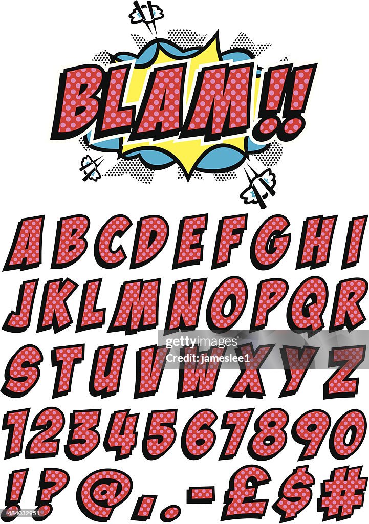 Set of letters and numbers in cartoon font