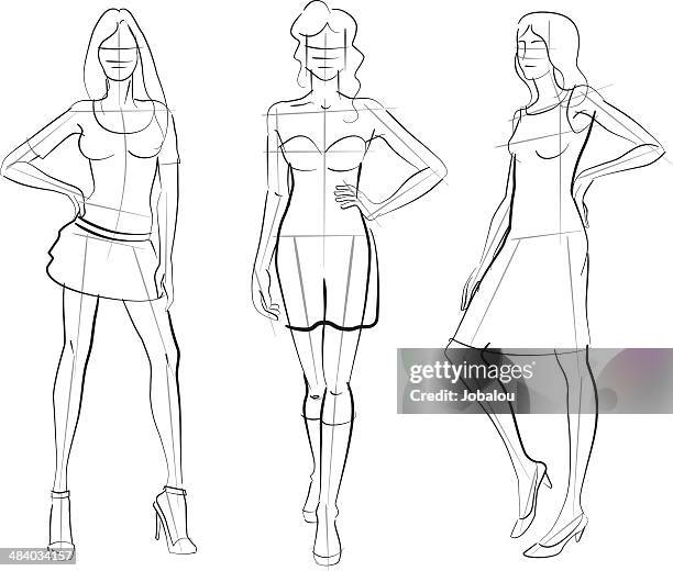 ilustraciones, imágenes clip art, dibujos animados e iconos de stock de patrón modelos de moda - artist's model