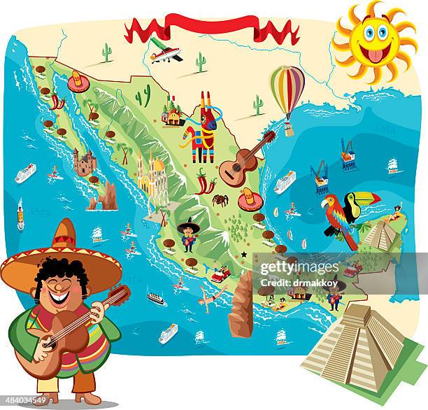 illustrations, cliparts, dessins animés et icônes de carte de dessin animé de mexico - mexican sleeping sombrero