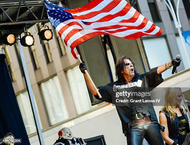 Alice Cooper performs during "FOX & Friends" All American Concert Series outside of FOX Studios on August 14, 2015 in New York City.