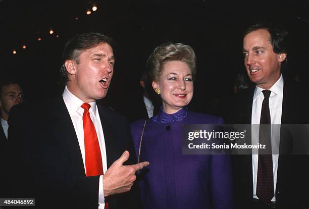 Donald Trump with sister Maryanne Trump Barry and brother Robert Trump attend the Trump Taj Mahal opening April 1990 in Atlantic City, New Jersey.