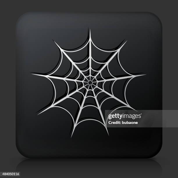 black square button with spiderweb - spider web infographic stock illustrations