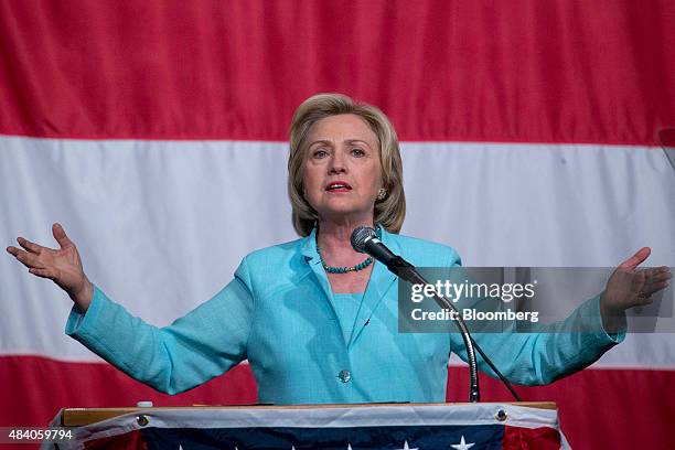 Hillary Clinton, former U.S. Secretary of state and 2016 Democratic presidential candidate, speaks during the annual Democratic Wing Ding in Clear...