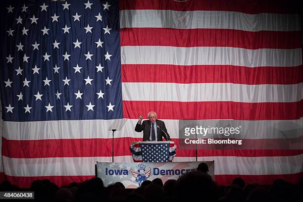 Senator Bernie Sanders, an independent from Vermont and 2016 Democratic presidential candidate, speaks during the annual Democratic Wing Ding in...
