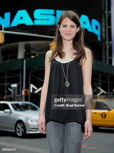 Actress Amelia Rose Blaire visits at NASDAQ MarketSite on April 11, 2014 in New York City.
