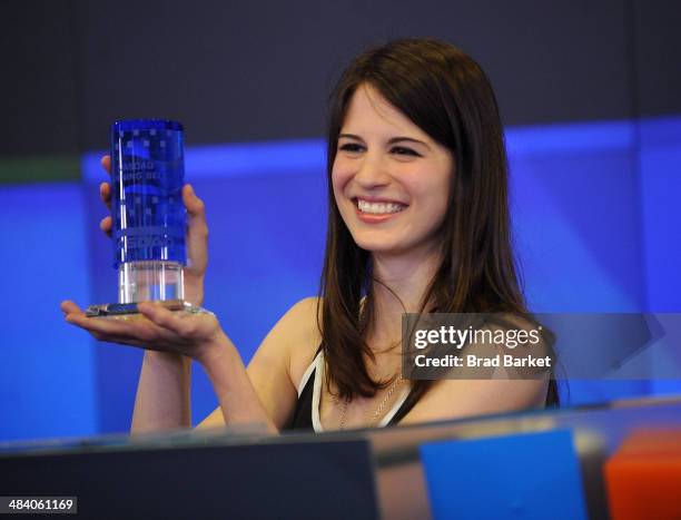 Actress Amelia Rose Blaire visits at NASDAQ MarketSite on April 11, 2014 in New York City.