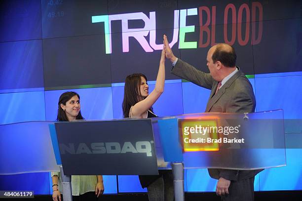 Actress Amelia Rose Blaire and VP NASDAQ Marketsite, Global Events, Products and Strategy -Global Corporate Client Group David Wicks visit at NASDAQ...