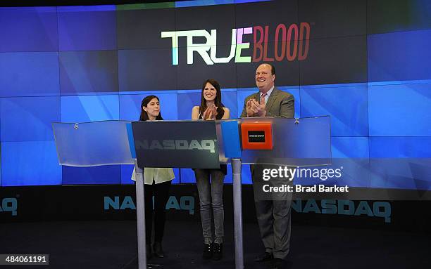 Actress Amelia Rose Blaire and VP NASDAQ Marketsite, Global Events, Products and Strategy -Global Corporate Client Group David Wicks visit at NASDAQ...