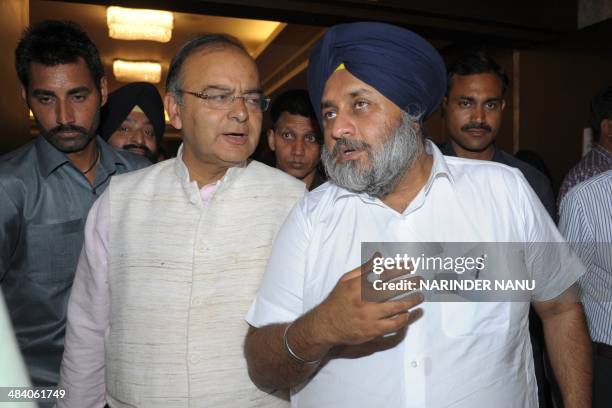 Bharatiya Janata Party senior leader and candidate for Amritsar's parliamentary seat, Arun Jaitley and Punjab state deputy chief minister Shiromani...