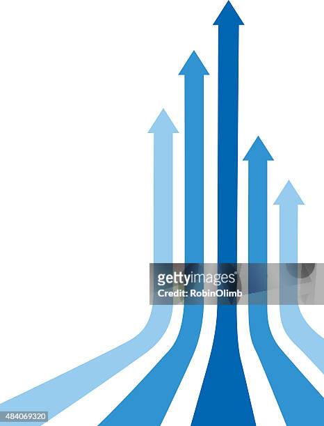 blue curved up arrows - business success stock illustrations