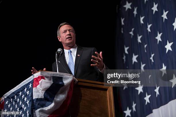 Martin OâMalley, former governor of Maryland and 2016 Democratic presidential candidate, speaks during the Democratic Wing Ding in Clear Lake, Iowa,...