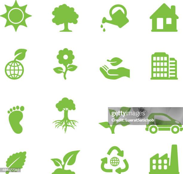 ilustrações, clipart, desenhos animados e ícones de ícones de ecologia verde silhueta - regar