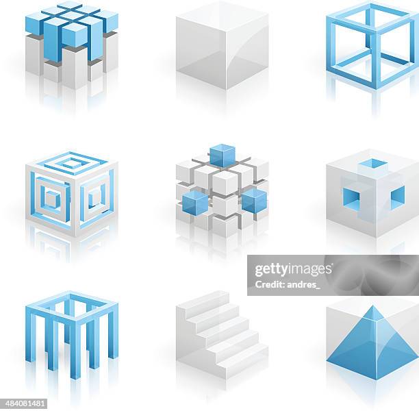 cubes - 3d series - three dimensional pyramid stock illustrations