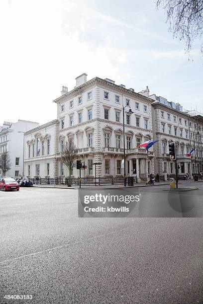 french consulate london sunny sprng morning - french consulate stock pictures, royalty-free photos & images