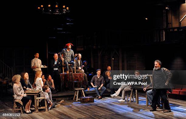 The cast of Henry IV Part I perform for Irish President Michael D. Higgins at the Royal Shakespeare Company on April 11, 2014 in Statford-upon-Avon,...