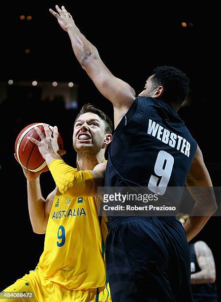 Matthew Dellavedova of the Boomers drives to the basket during the game one match between the Australian Boomers and New Zealand Tall Blacks at Rod...