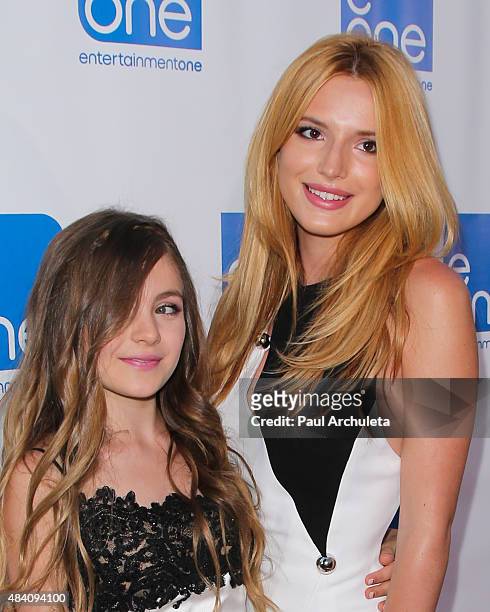 Actors Chiara Aurelia and Bella Thorne attend the premiere of "Big Sky" at Arena Cinema Hollywood on August 14, 2015 in Hollywood, California.