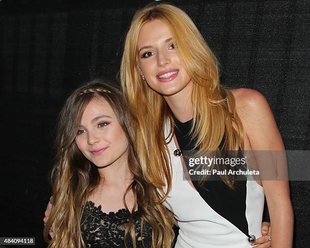 Actors Chiara Aurelia and Bella Thorne attend the premiere of "Big Sky" at Arena Cinema Hollywood on August 14, 2015 in Hollywood, California.
