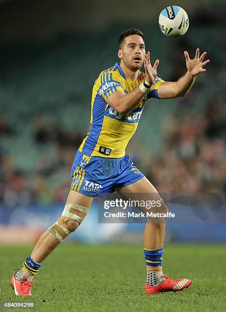 Corey Norman of the Eels in action during the round 23 NRL match between the Sydney Roosters and the Parramatta Eels at Allianz Stadium on August 15,...