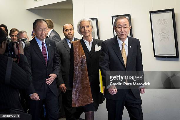 World Bank Group President Jim Yong Kim, International Monetary Fund Managing Director Christine Legarde and United Nations Secretary General Ban Ki...