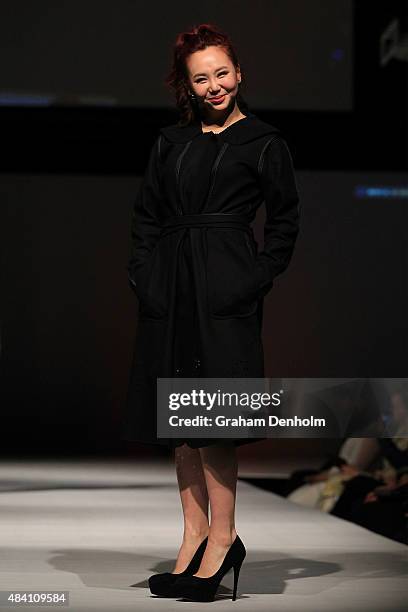 Model showcases designs by Susan Dimasi during the Indian Film Festival of Melbourne Awards Night at National Gallery of Victoria on August 15, 2015...