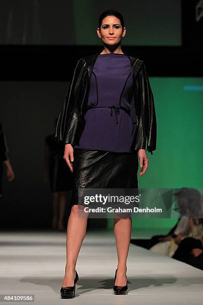 Model showcases designs by Susan Dimasi during the Indian Film Festival of Melbourne Awards Night at National Gallery of Victoria on August 15, 2015...