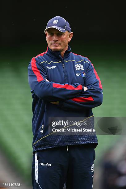 Vern Cotter the Head Coach of Scotland during the International match between Ireland and Scotland at the Aviva Stadium on August 15, 2015 in Dublin,...
