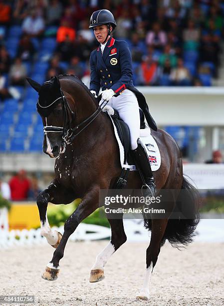 Charlotte Dujardin of Great Britain competes on her horse Valegro during the Dressage Grand Prix Special Individual Final on Day 4 of the FEI...