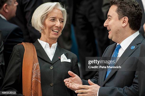 Managing Director of the International Monetary Fund Christine Legarde talks with Deputy Prime Minister of Turkey Ali Babacan as the group of 20...