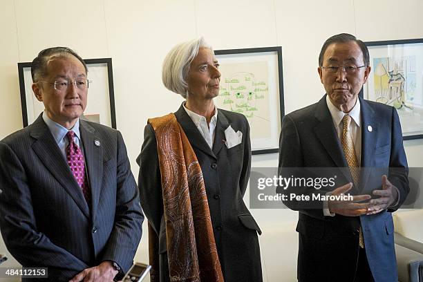 World Bank Group President Jim Yong Kim, International Monetary Fund Managing Director Christine Legarde and United Nations Secretary General Ban Ki...