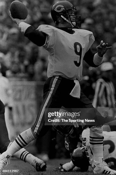 Jim McMahon of the Chicago Bears throws a pass circa 1980s.